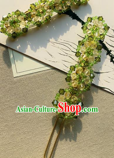 Handmade Chinese Ancient Hair Accessories Hanfu Green Hairpins for Women
