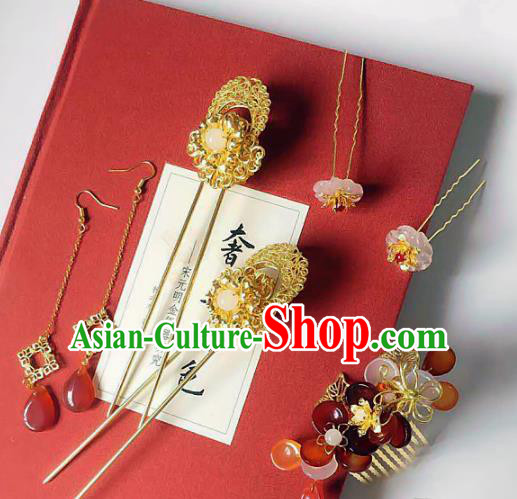 Handmade Chinese Ancient Hair Accessories Hanfu Hair Comb Hairpins Complete Set for Women