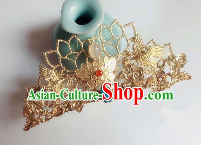 Handmade Chinese Ancient Hair Accessories Lotus Hair Comb Queen Hanfu Hairpins Headwear for Women