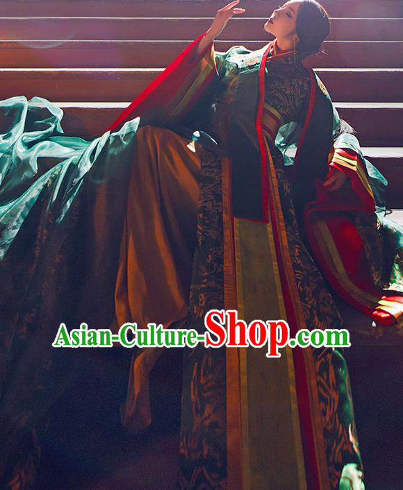 Chinese Traditional Imperial Consort Hanfu Dress Ancient Qin Dynasty Goddess Embroidered Costumes for Women