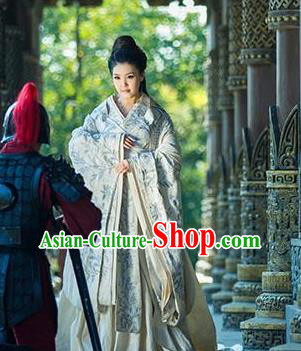 Chinese Traditional White Hanfu Dress Ancient Warring States Period Princess Embroidered Costumes for Women