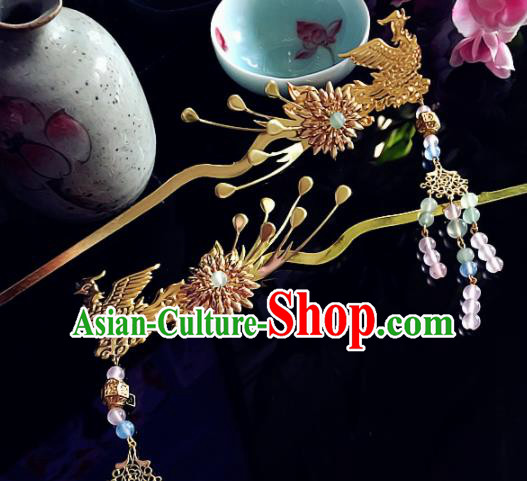 Chinese Handmade Ancient Phoenix Hair Clips Hair Accessories Hanfu Hairpins for Women
