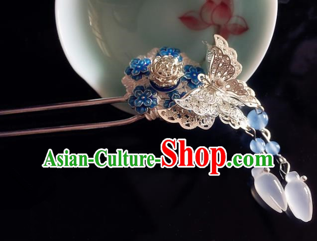 Chinese Handmade Ancient Butterfly Mangnolia Hair Clip Hair Accessories Hanfu Hairpins for Women