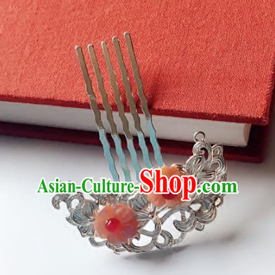 Chinese Handmade Ancient Pink Flowers Hair Comb Hair Accessories Hanfu Hairpins for Women