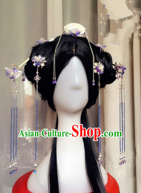 Chinese Handmade Ancient Hair Accessories Hanfu Tassel Step Shake Hairpins for Women