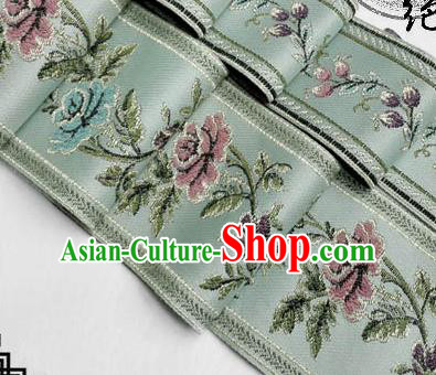 Traditional Chinese Handmade Brocade Belts Ancient Blue Brocade Embroidered Peony Lace Trimmings Accessories