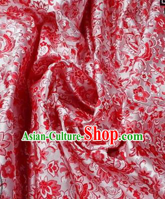 Asian Chinese Traditional Tang Suit Fabric Brocade Silk Material Classical Cherry Blossom Pattern Design Drapery