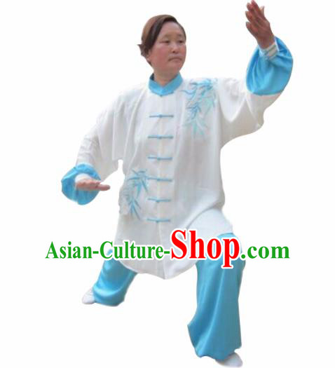 Chinese Traditional Kung Fu Embroidered Bamboo Costumes Martial Arts Tai Chi Training Clothing for Women