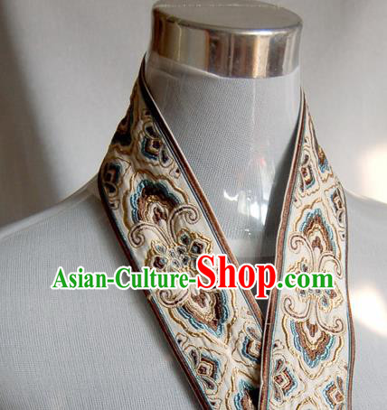 Traditional Chinese Handmade Beige Brocade Belts Ancient Embroidered Brocade Lace Trimmings Accessories