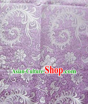 Asian Chinese Traditional Tang Suit Fabric Lilac Brocade Silk Material Classical Pattern Design Drapery