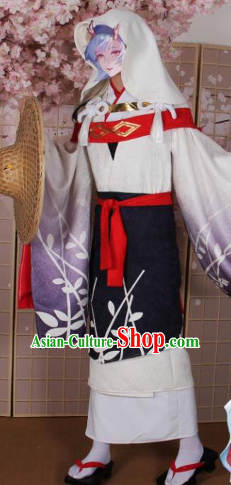 Asian Japanese Traditional Cosplay Costumes Ancient Kimono Swordswoman Clothing for Women