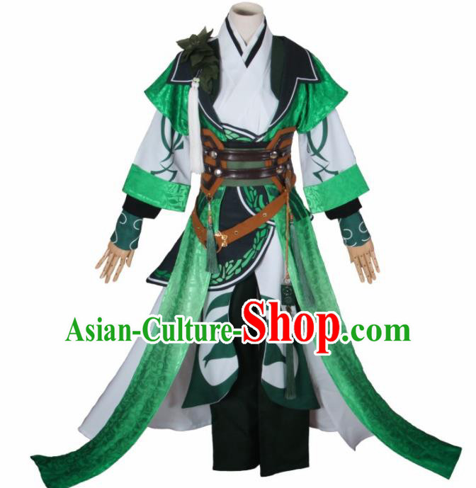 Chinese Traditional Cosplay Prince Green Costumes Ancient Swordsman Clothing for Men