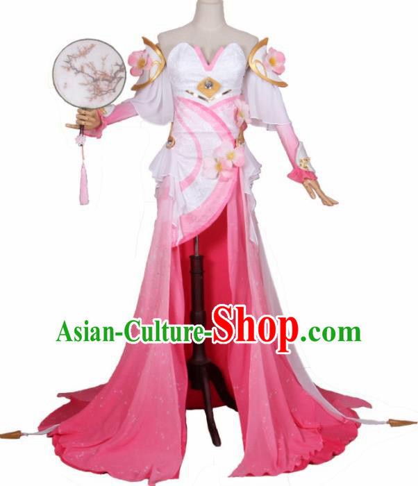 Chinese Traditional Cosplay Princess Costumes Ancient Swordswoman Pink Dress for Women
