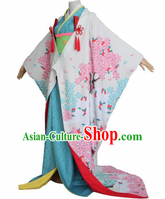 Asian Traditional Furisode Kimono Cosplay Costumes Japanese Ancient Geisha Yukata Clothing for Women