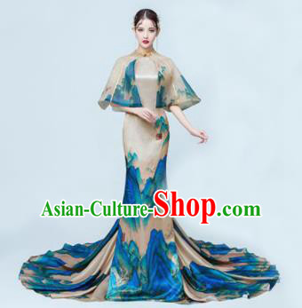 Chinese Classical Catwalks Costumes Cheongsam Traditional Full Dress for Women