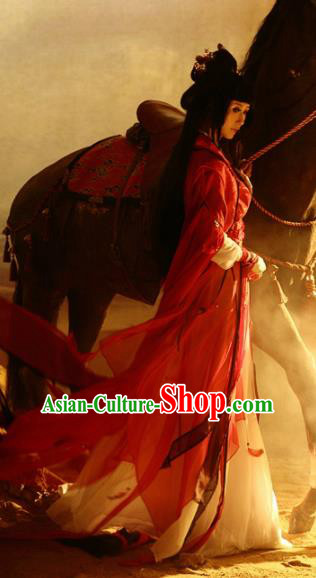 Chinese Traditional Cosplay Swordswoman Red Costumes Ancient Princess Hanfu Dress for Women