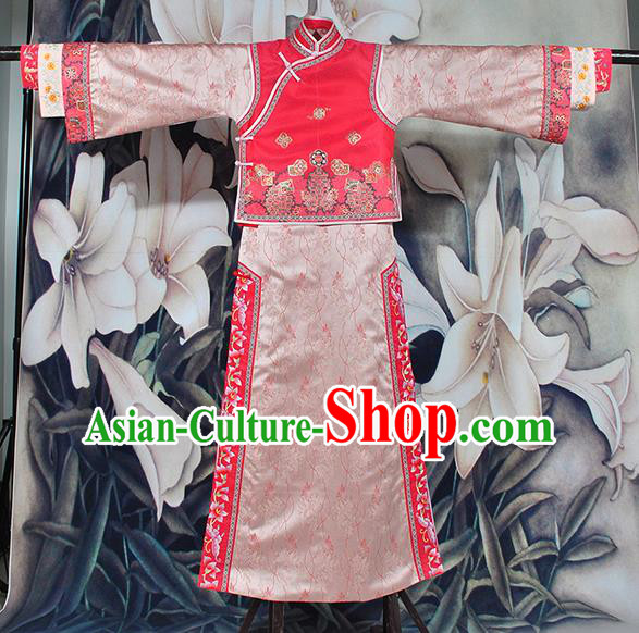 Chinese Traditional Embroidered Costumes Ancient Qing Dynasty Princess Manchu Clothing for Women