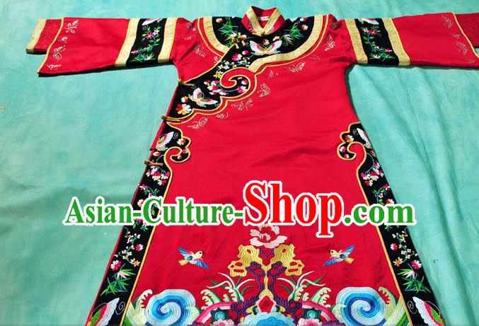 Chinese Traditional Qing Dynasty Queen Red Costumes Ancient Empress Embroidered Clothing for Women