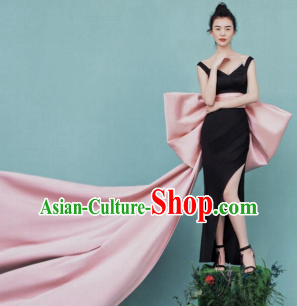 Top Performance Catwalks Costumes Wedding Black Full Dress for Women