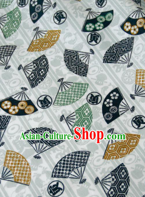 Asian Japanese Traditional Kimono Fabric Brocade Silk Material Classical Fan Pattern Design Drapery