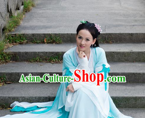 Chinese Traditional Costumes Ancient Swordswoman Peri Embroidered Hanfu Dress for Women