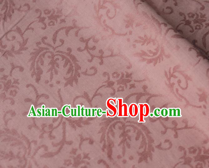 Asian Japanese Traditional Kimono Pink Brocade Fabric Silk Material Classical Pattern Design Drapery