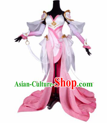 Top Grade Chinese Cosplay Fairy Princess Costumes Halloween Cartoon Characters Pink Dress for Women
