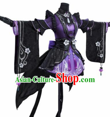 Chinese Traditional Cosplay Game Character Swordswoman Costumes Ancient Peri Hanfu Dress for Women