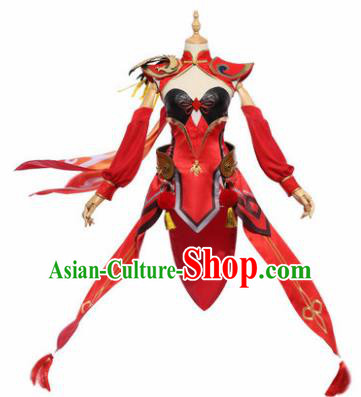 Top Grade Chinese Cosplay Princess Costumes Halloween Cartoon Characters Swordswoman Red Dress for Women