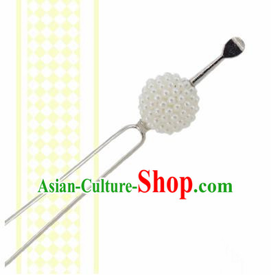 Japanese Traditional Courtesan White Ball Hairpins Ancient Geisha Kimono Hair Accessories for Women