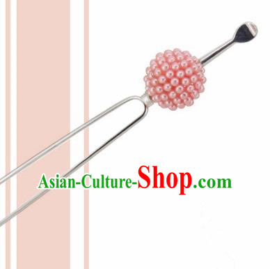 Japanese Traditional Courtesan Pink Ball Hairpins Ancient Geisha Kimono Hair Accessories for Women