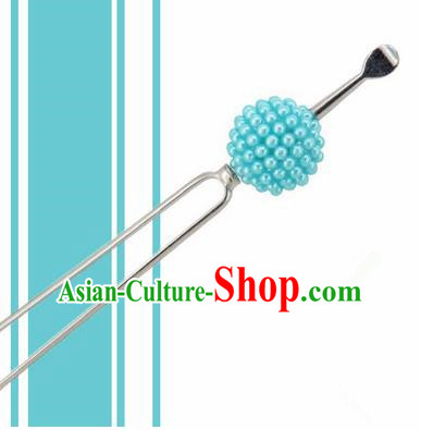 Japanese Traditional Courtesan Blue Ball Hairpins Ancient Geisha Kimono Hair Accessories for Women