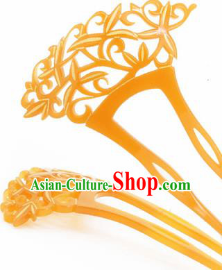 Japanese Traditional Courtesan Yellow Hairpins Ancient Geisha Kimono Hair Accessories for Women