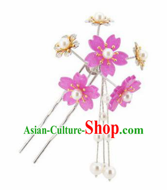 Japanese Traditional Kimono Hair Accessories Ancient Yukata Cherry Blossom Tassel Hairpins for Women