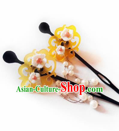 Japanese Traditional Courtesan Kimono Pearls Tassel Hairpins Ancient Geisha Hair Accessories for Women