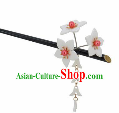 Japanese Traditional Courtesan Kimono White Sakura Tassel Hairpins Ancient Geisha Hair Accessories for Women