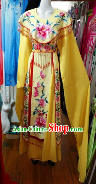 Chinese Traditional Beijing Opera Imperial Consort Yellow Dress Ancient Peri Embroidered Costumes for Women