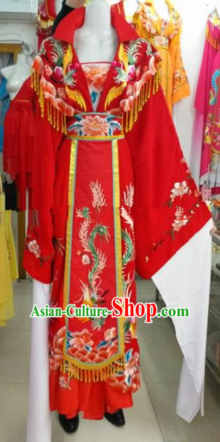 Chinese Traditional Beijing Opera Actress Empress Red Dress Ancient Palace Embroidered Costumes for Women