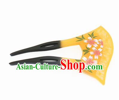 Japanese Traditional Kimono Yellow Hairpins Ancient Geisha Hair Accessories for Women