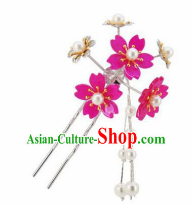 Japanese Traditional Kimono Hair Accessories Ancient Yukata Cherry Blossom Tassel Hairpins for Women