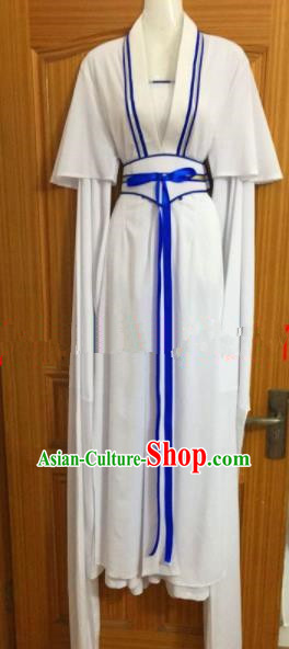 Chinese Traditional Beijing Opera Maidservants White Dress Ancient Mui Tsai Costumes for Poor