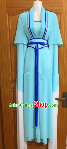 Chinese Traditional Beijing Opera Maidservants Blue Dress Ancient Mui Tsai Costumes for Poor