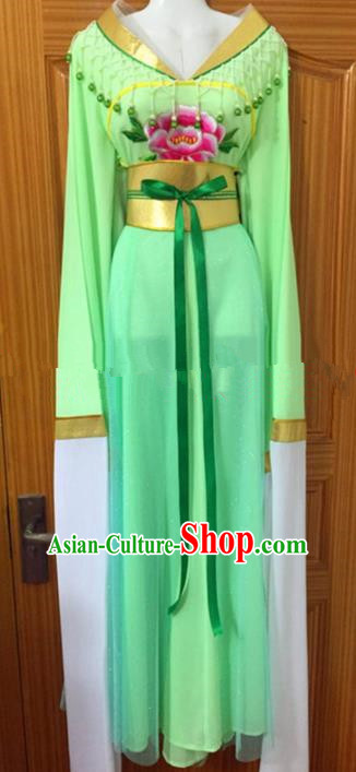 Chinese Traditional Beijing Opera Mui Tsai Green Dress Ancient Peri Embroidered Costumes for Rich