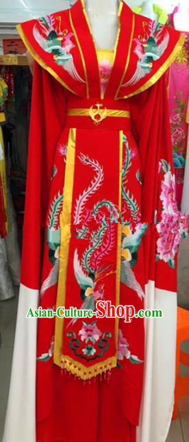 Chinese Traditional Beijing Opera Empress Red Dress Ancient Queen Peri Embroidered Costumes for Rich