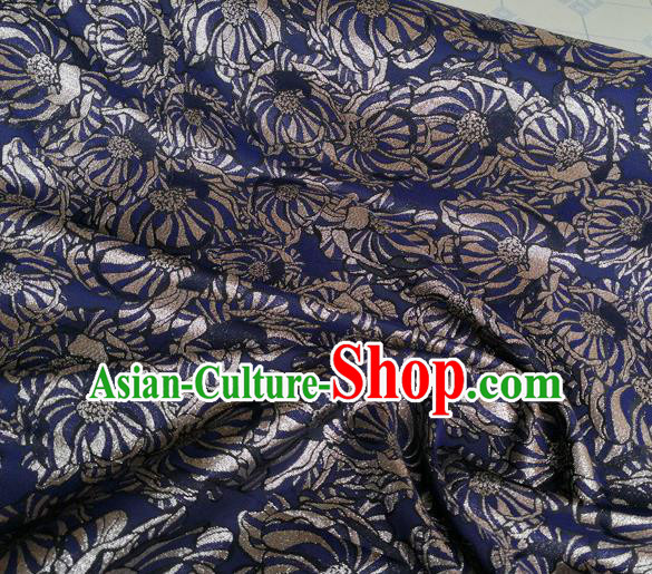 Chinese Royal Brocade Palace Pattern Navy Satin Traditional Silk Fabric Chinese Fabric Asian Material