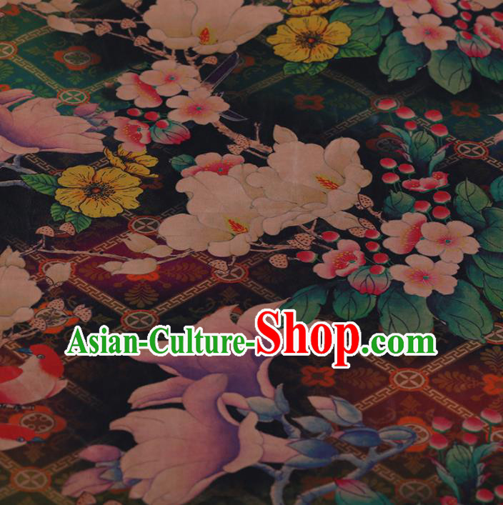 Chinese Crepe Satin Plain Palace Flowers Pattern Traditional Cheongsam Silk Fabric Chinese Fabric Asian Material