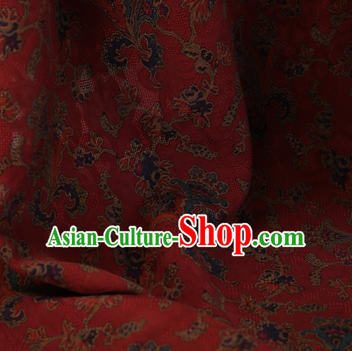 Chinese Traditional Cheongsam Red Crepe Satin Plain Palace Pattern Silk Fabric Chinese Fabric Asian Material