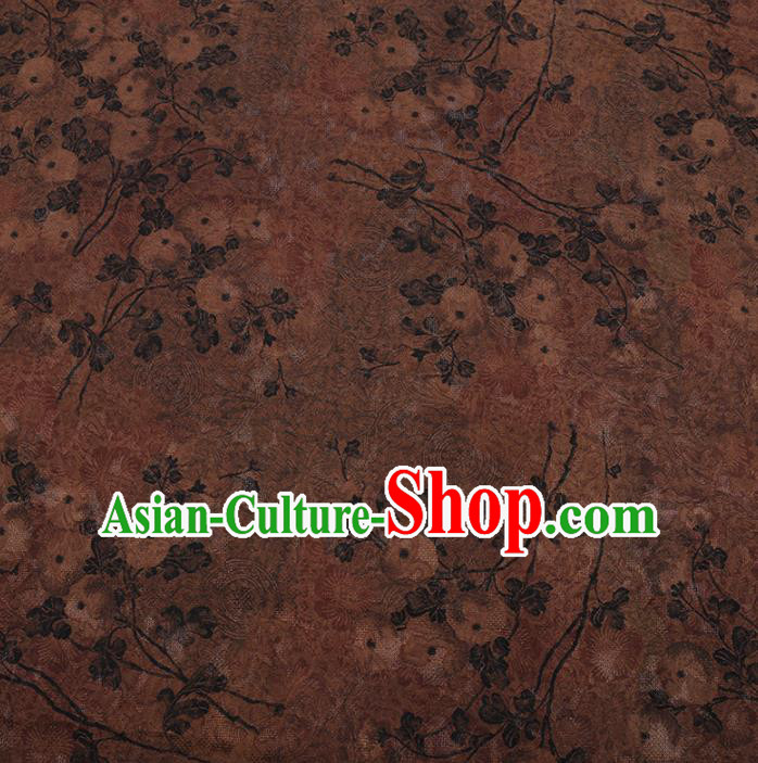 Chinese Traditional Cheongsam Brown Crepe Satin Plain Palace Pattern Silk Fabric Chinese Fabric Asian Material