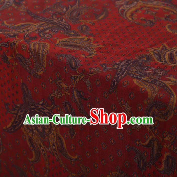 Chinese Traditional Cheongsam Silk Fabric Palace Pattern Red Satin Plain Gambiered Guangdong Gauze