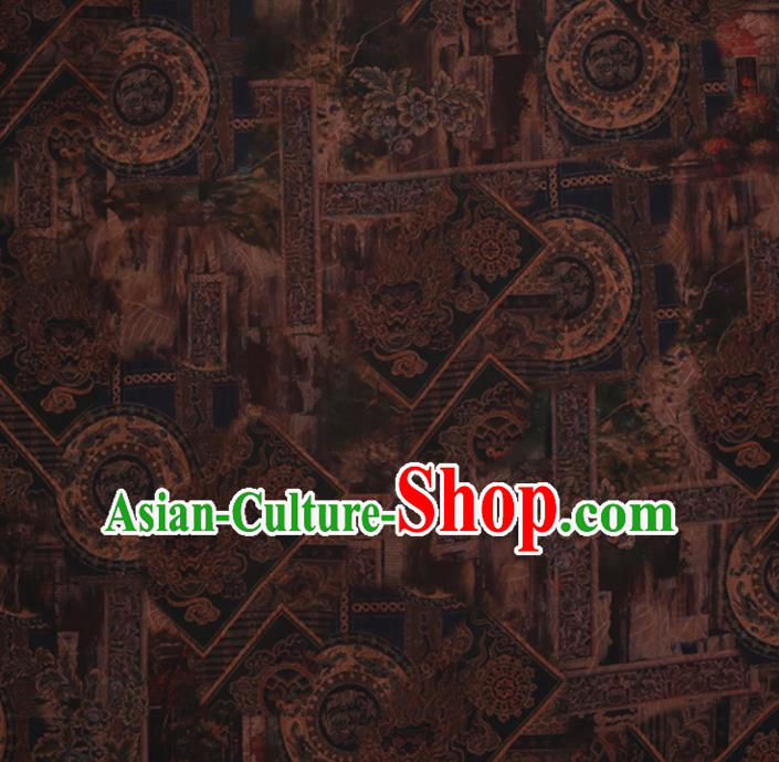 Chinese Traditional Cheongsam Silk Fabric Palace Pattern Brown Satin Plain Gambiered Guangdong Gauze